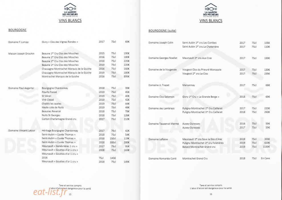 La Maison des Pêcheurs — carte page 27