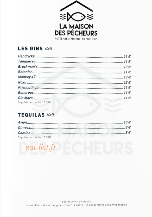 La Maison des Pêcheurs — carte page 10