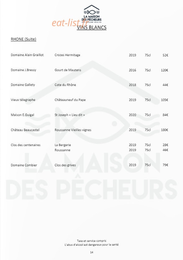 La Maison des Pêcheurs — carte page 26