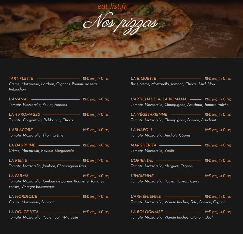 Trattoria Pizza — carte page 2