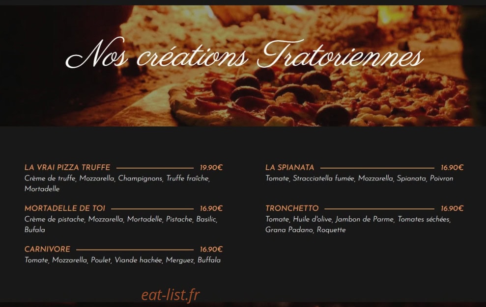 Trattoria Pizza — carte page 1