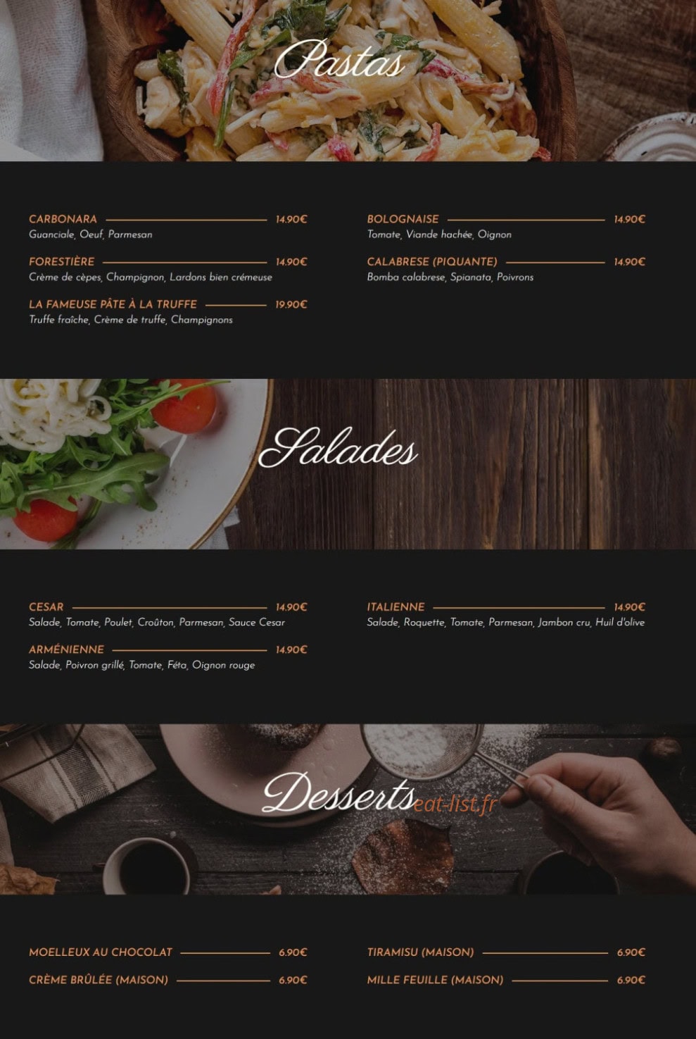 Trattoria Pizza — carte page 3