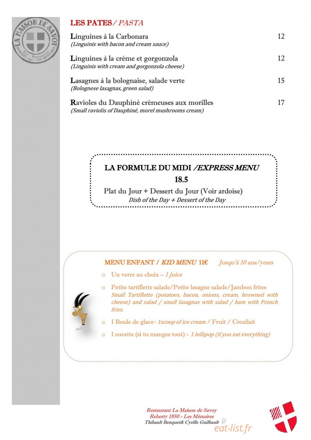 La Maison De Savoy — carte page 4