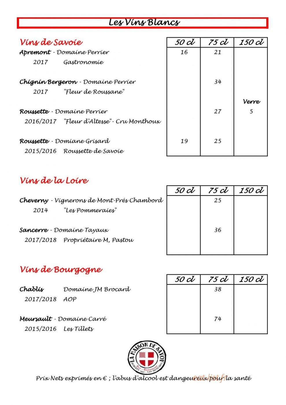 La Maison De Savoy — carte page 12