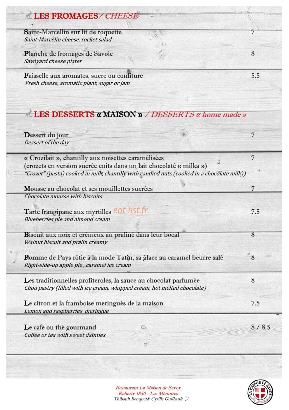 La Maison De Savoy — carte page 9