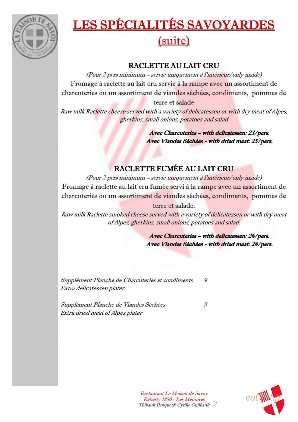 La Maison De Savoy — carte page 7