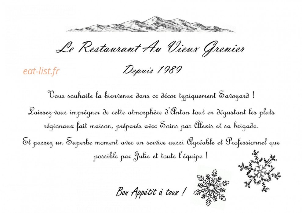 Au Vieux Grenier — carte page 1