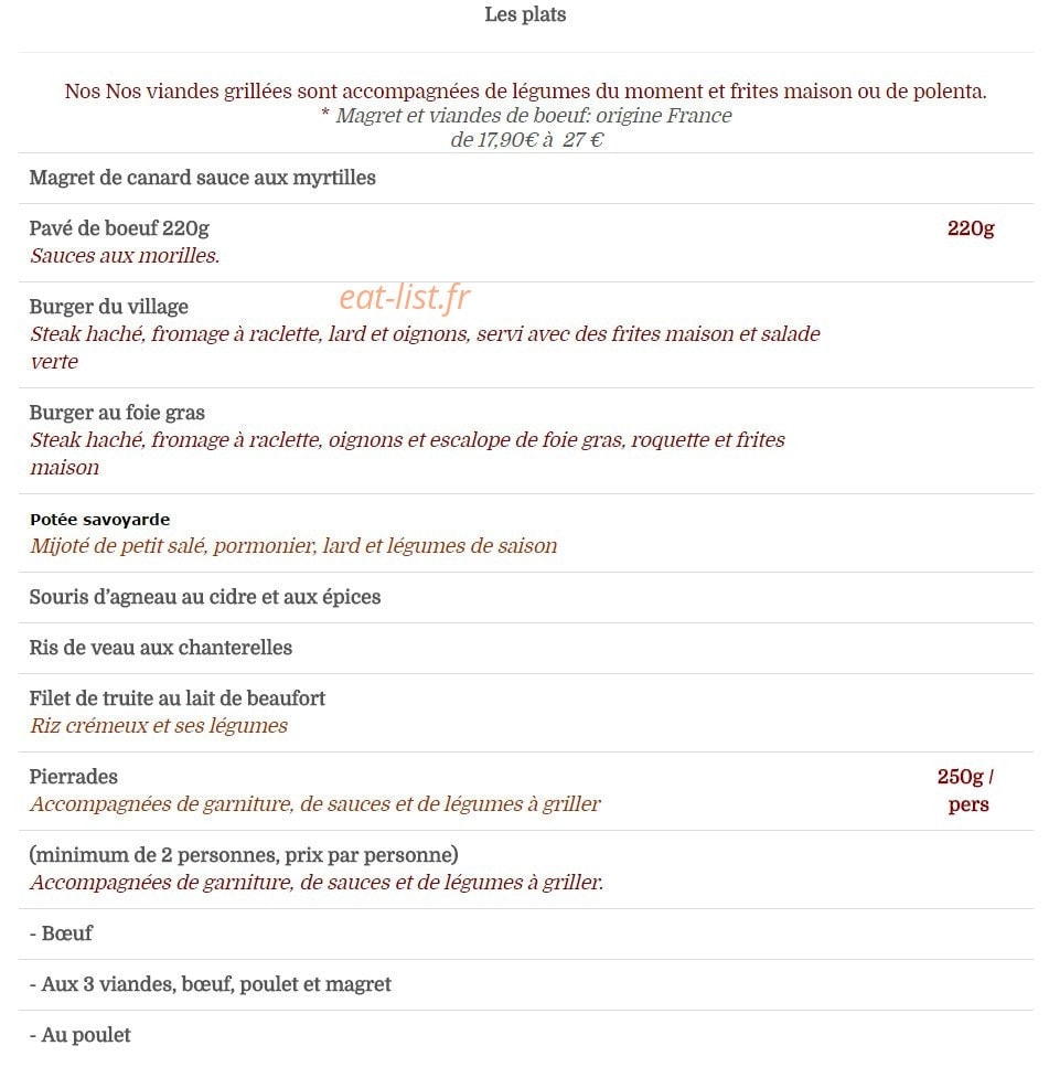 Au Village Les Menuires — carte page 3