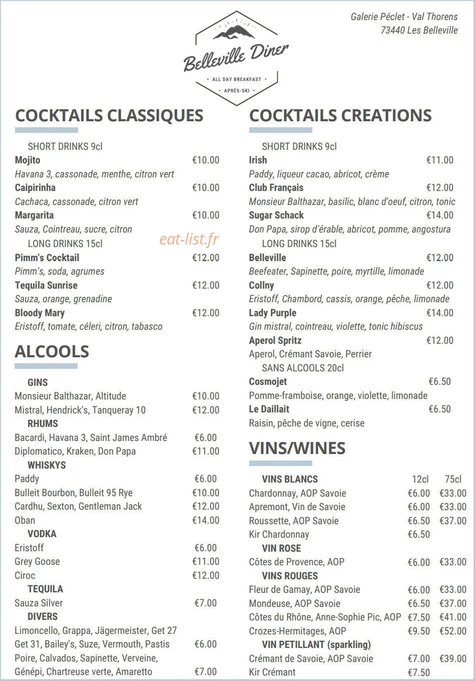 Belleville Diner — carte page 3
