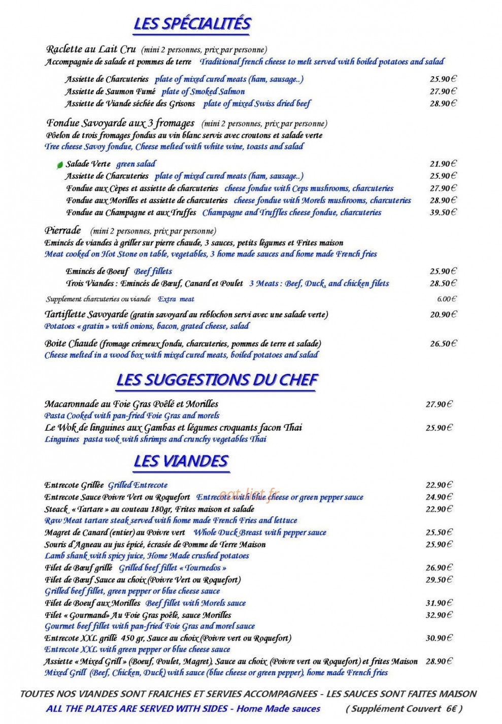 La Chaumière — carte page 4
