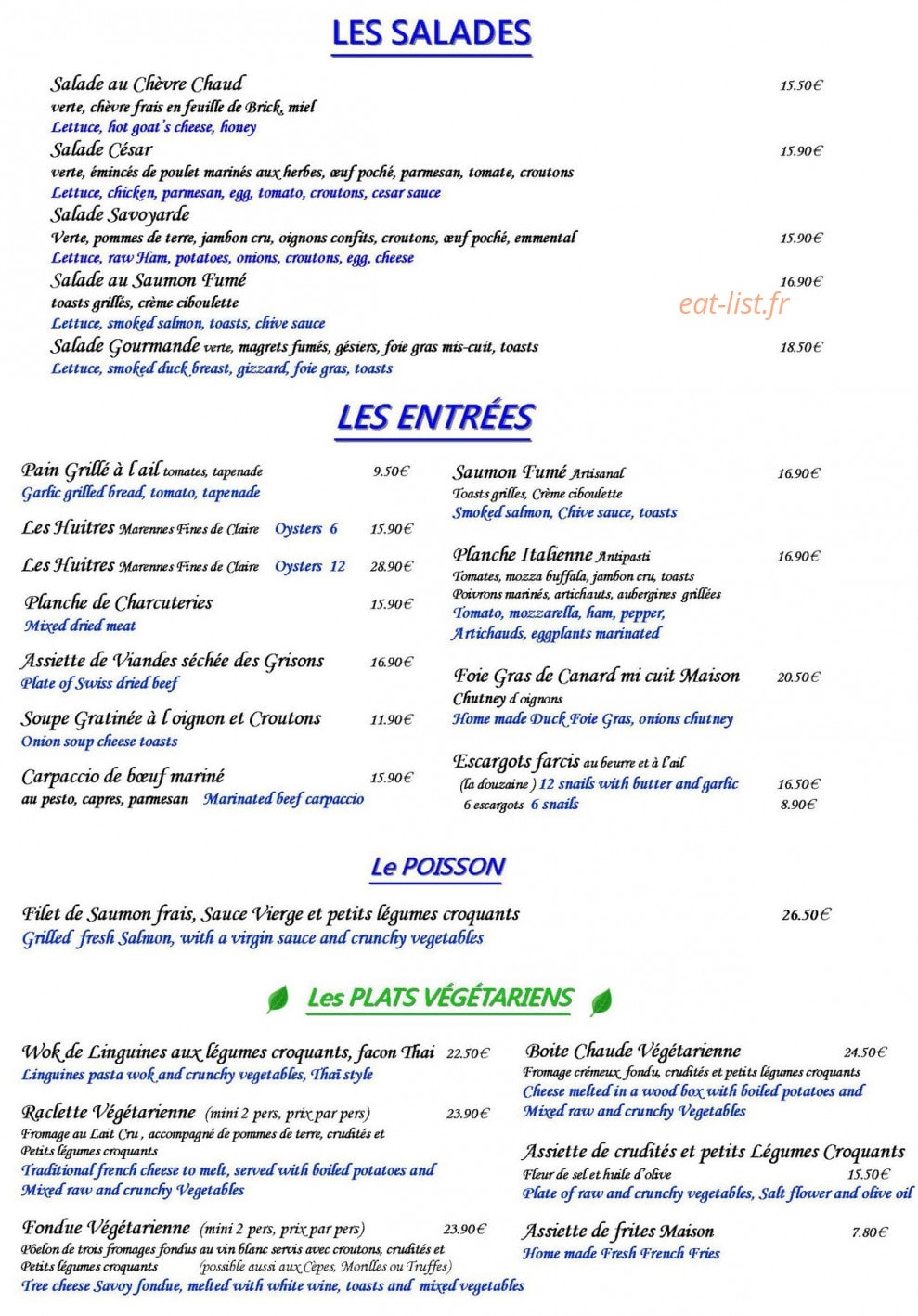La Chaumière — carte page 3
