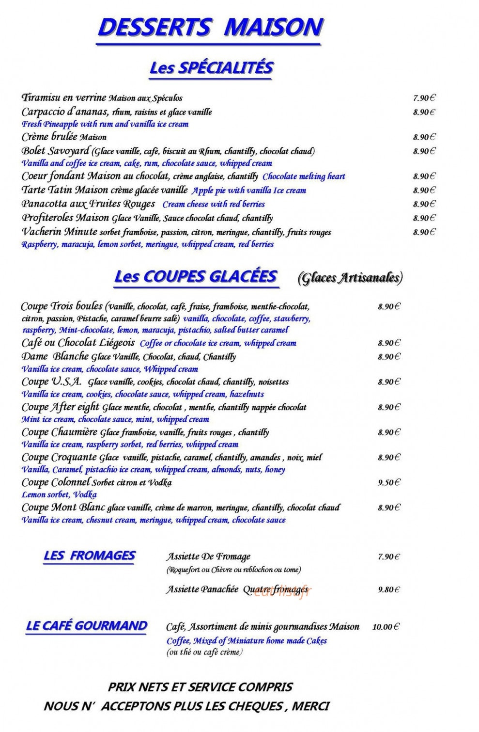 La Chaumière — carte page 5