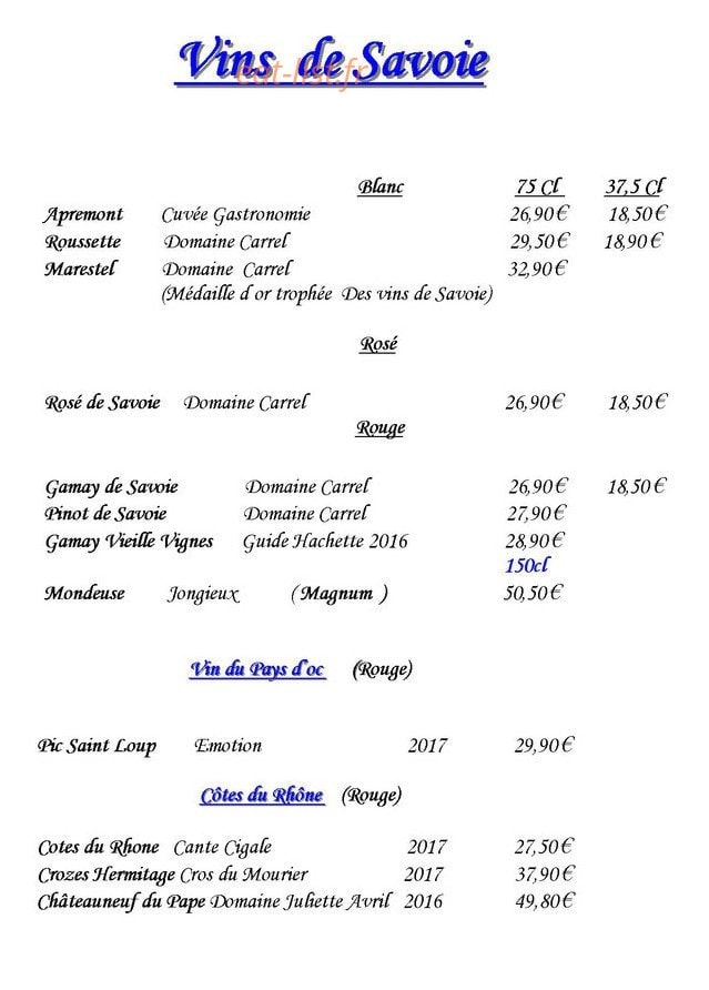 La Chaumière — carte page 7