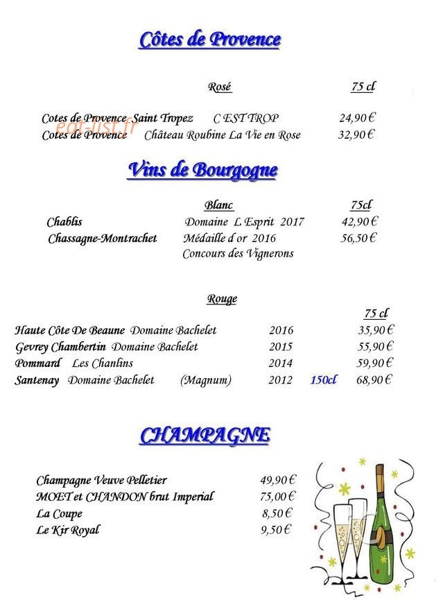 La Chaumière — carte page 9