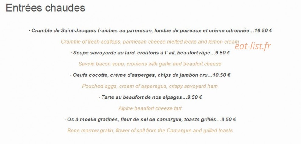 La Ferme de la Choumette — carte page 2