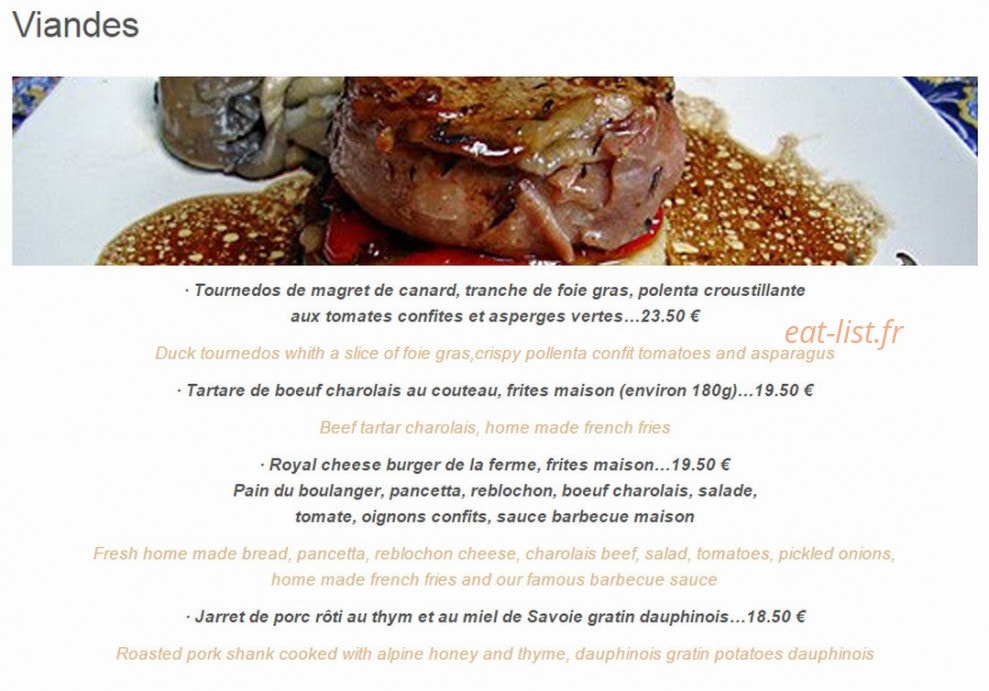 La Ferme de la Choumette — carte page 3