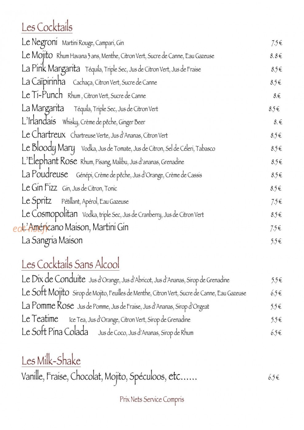 La Ferme de Reberty Les Menuires — carte page 4