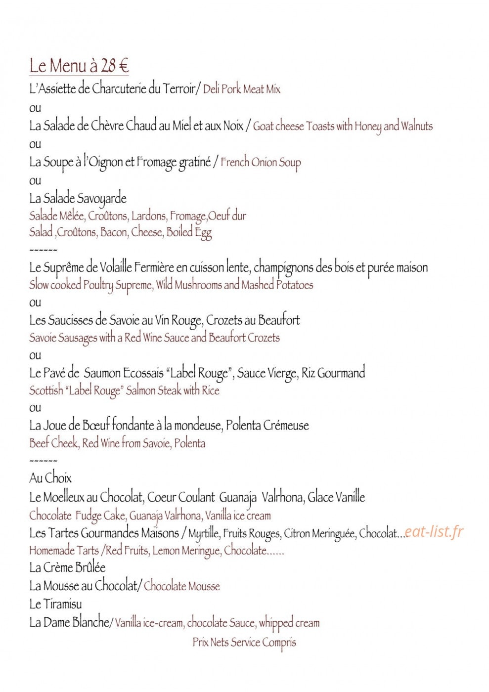 La Ferme de Reberty Les Menuires — carte page 6