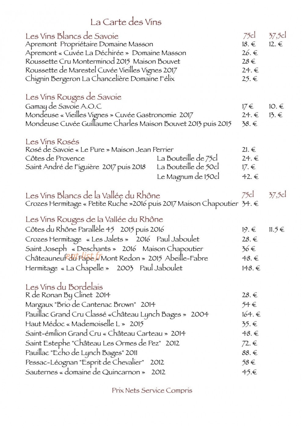 La Ferme de Reberty Les Menuires — carte page 10