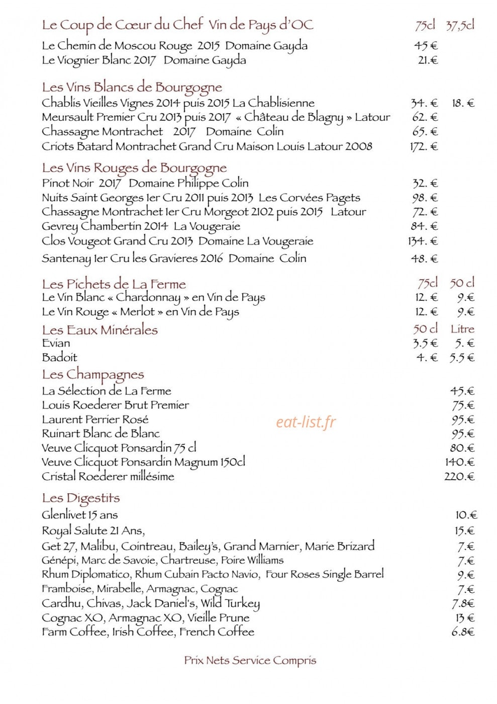 La Ferme de Reberty Les Menuires — carte page 11