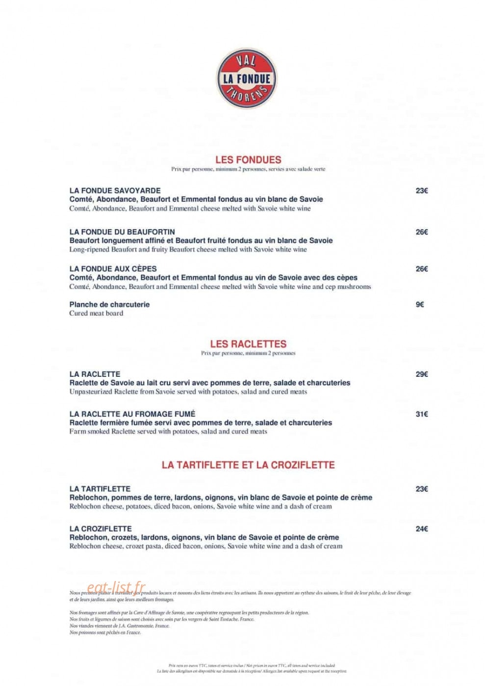 La Fondue — carte page 3