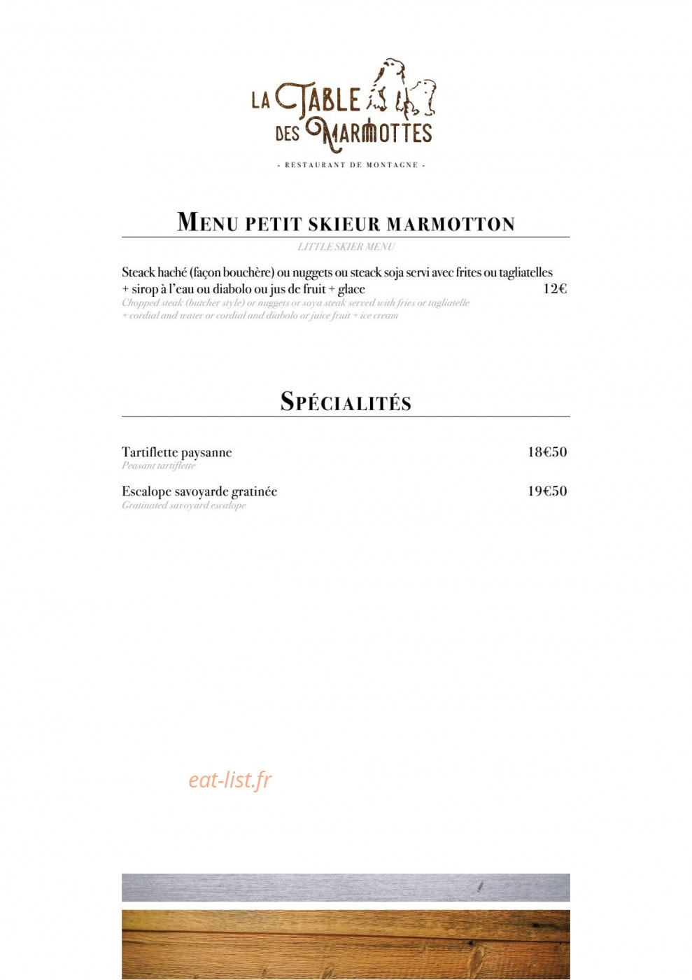 La Table des Marmottes — carte page 4