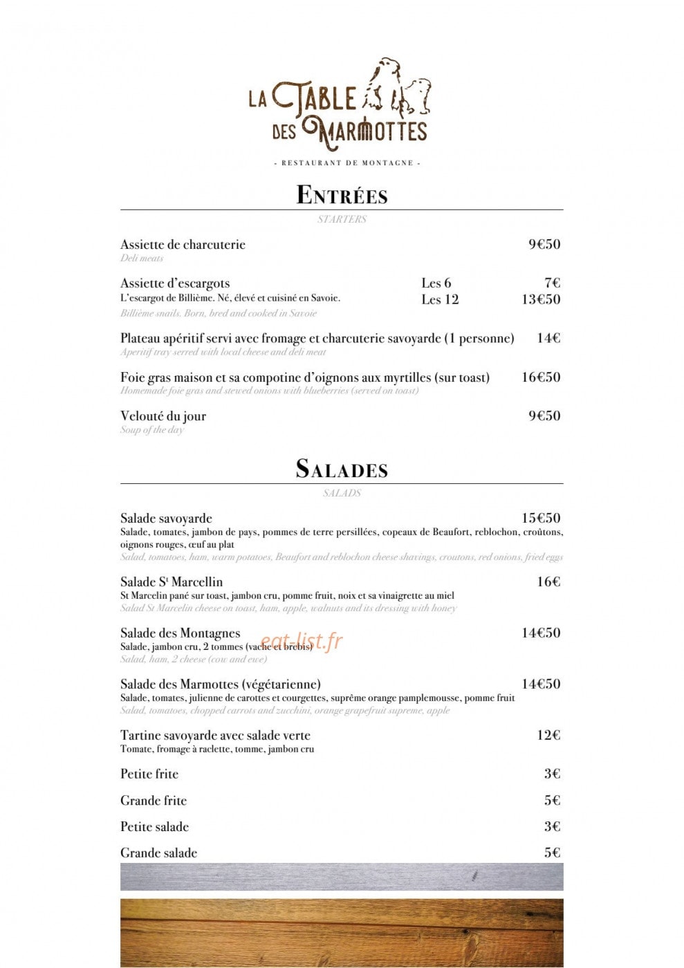 La Table des Marmottes — carte page 2