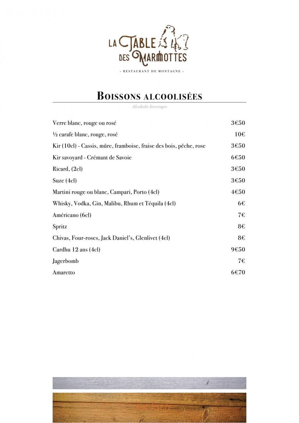 La Table des Marmottes — carte page 8