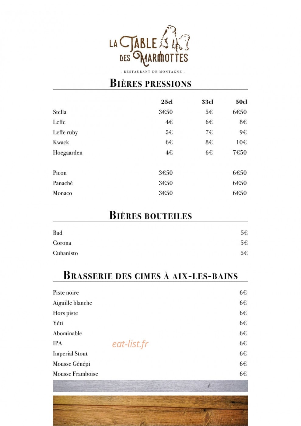 La Table des Marmottes — carte page 9