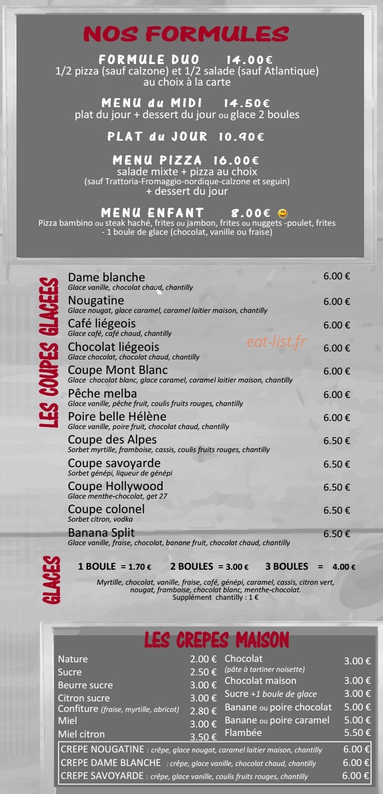 La Trattoria — carte page 3