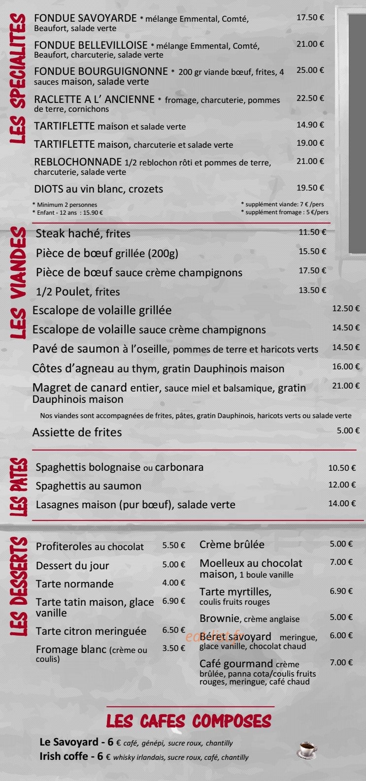La Trattoria — carte page 2