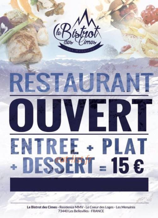 Le bistrot des cimes — carte page 1