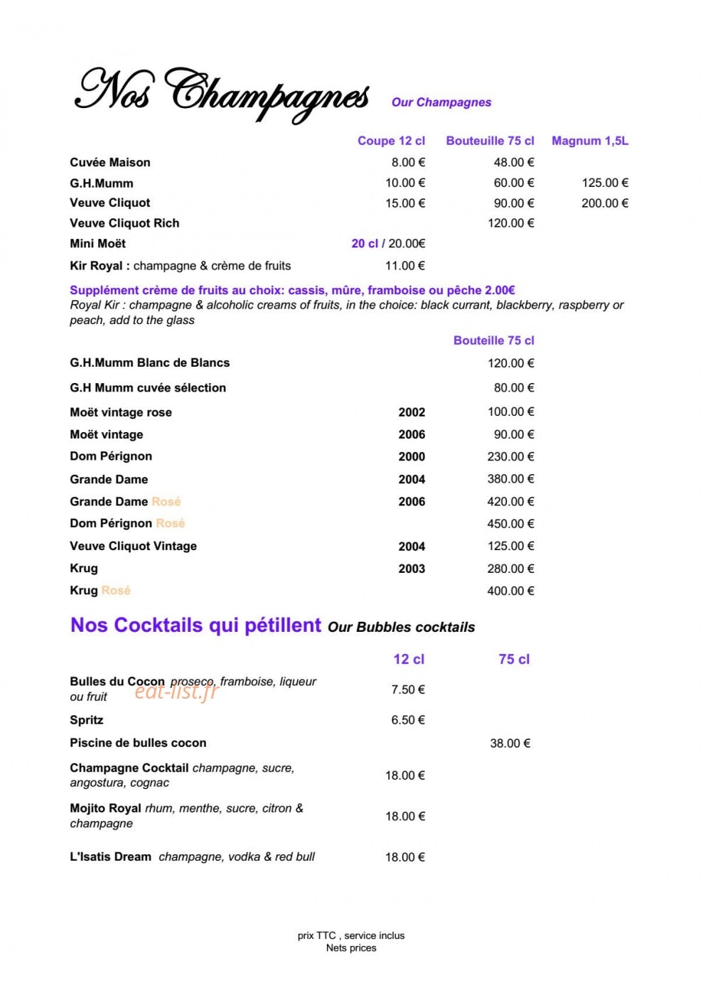 Le Cocon des Neiges — carte page 12