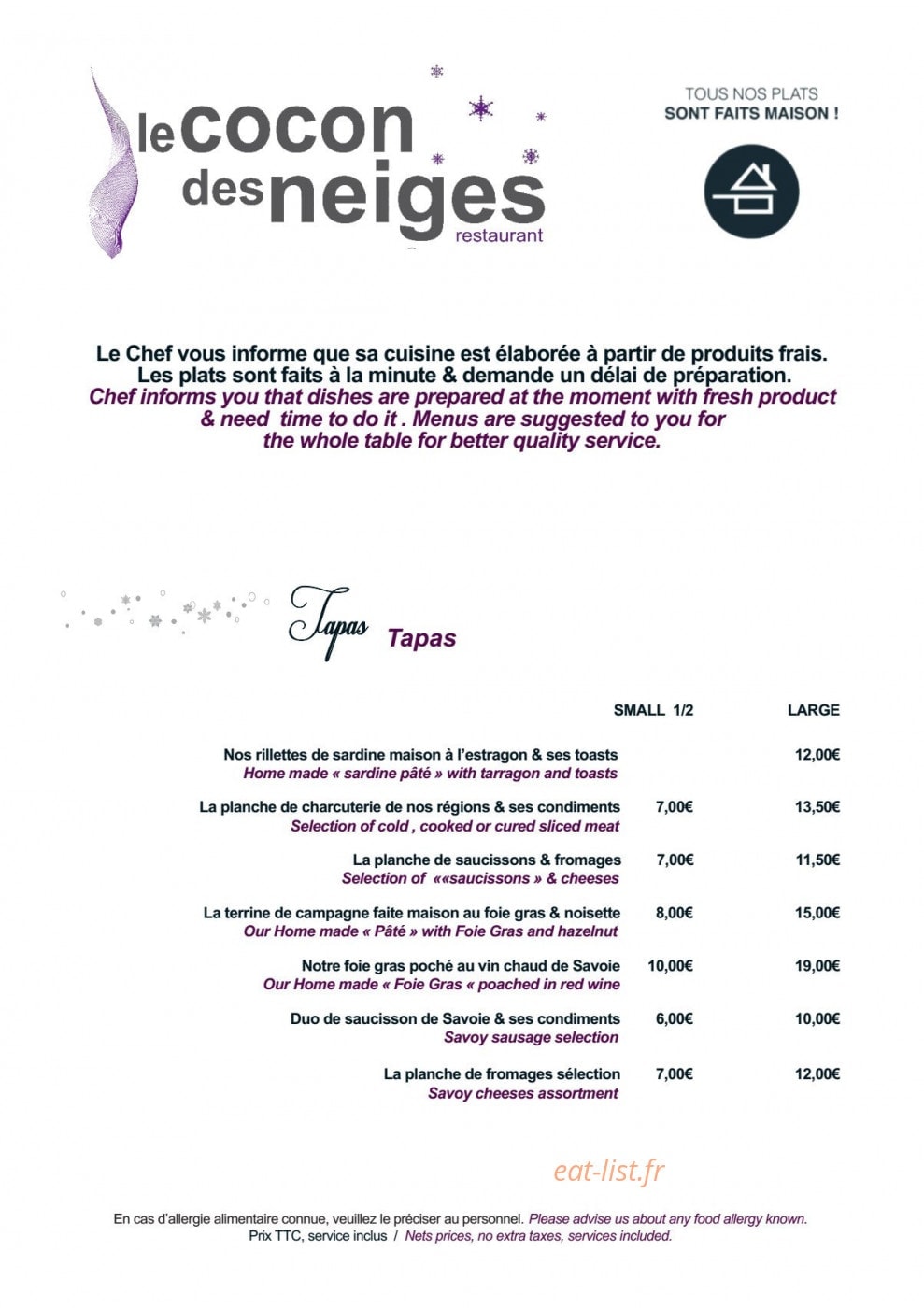 Le Cocon des Neiges — carte page 7