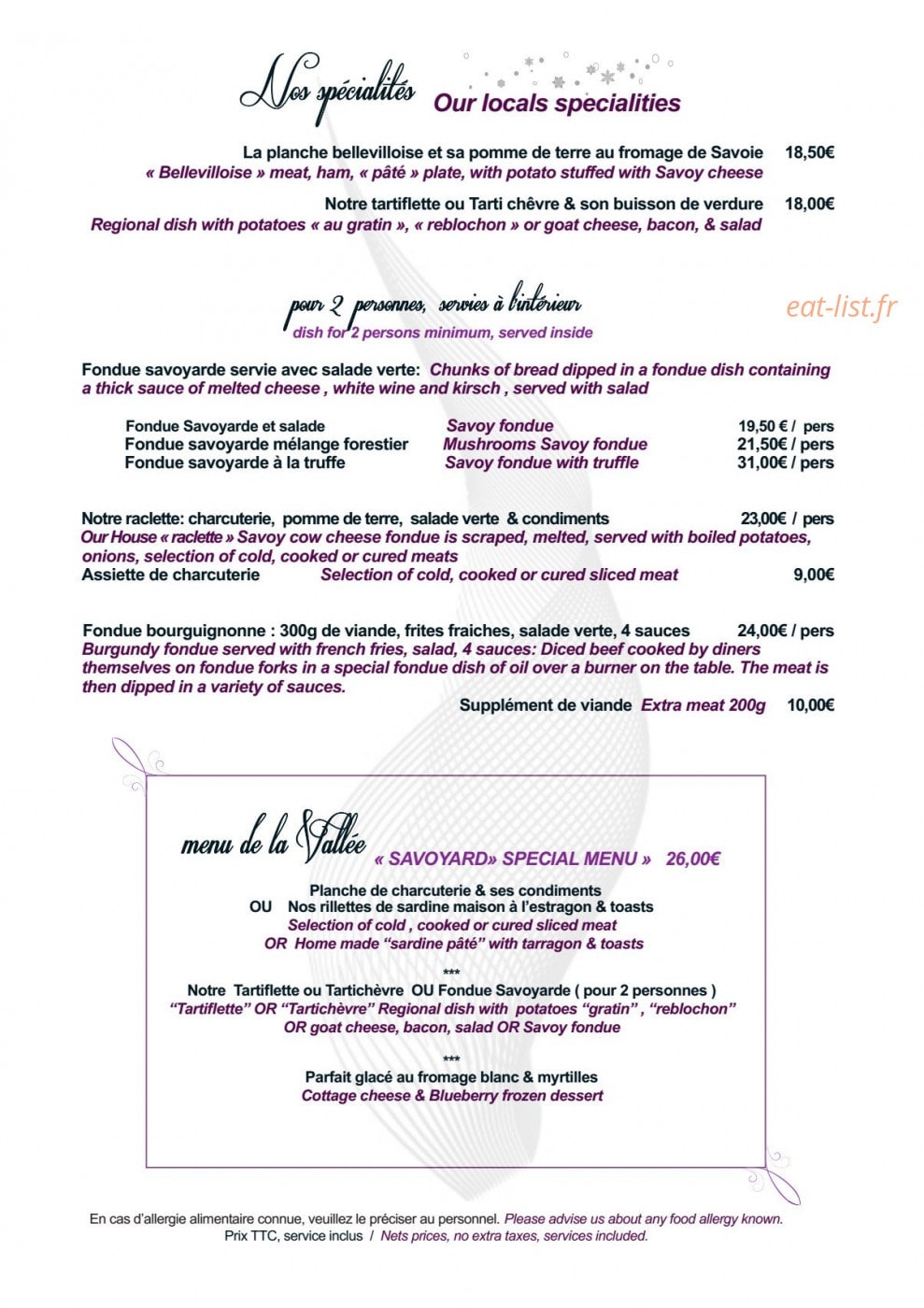 Le Cocon des Neiges — carte page 10