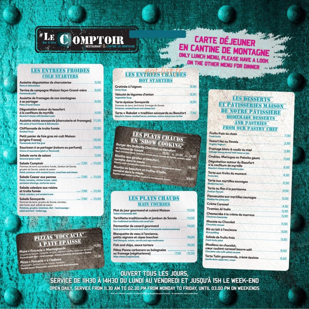 Le Comptoir — carte page 1
