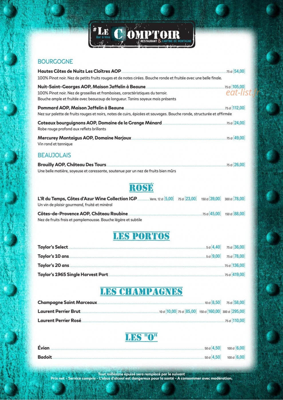 Le Comptoir — carte page 5