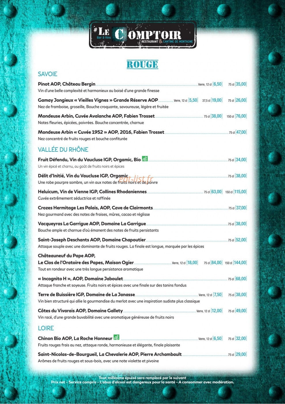 Le Comptoir — carte page 3