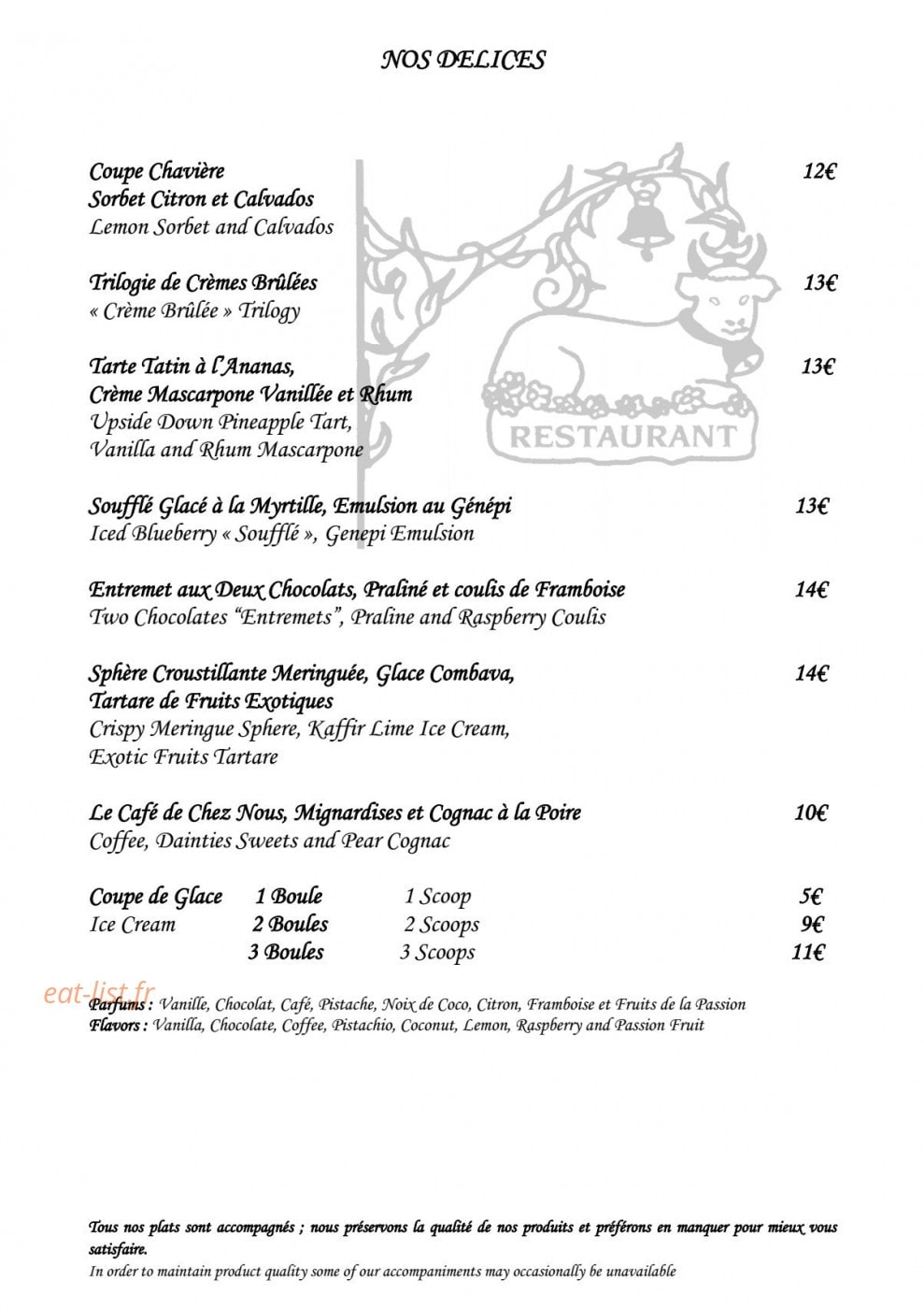 Le Vieux Chalet — carte page 7