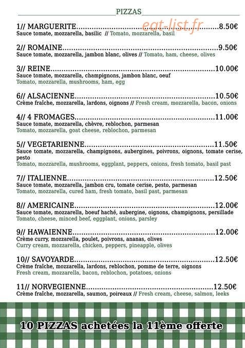 Lili Pizza — carte page 1