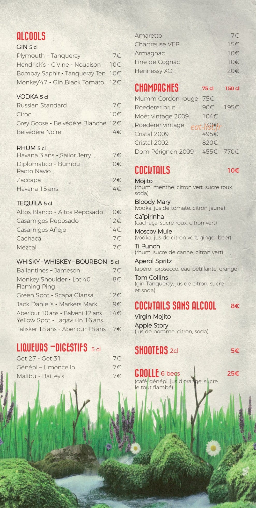 Carte et menu de Simple&Meilleur Bistrot de montagne à Saint Martin de Belleville — Alcools, liqueurs, digestifs,...