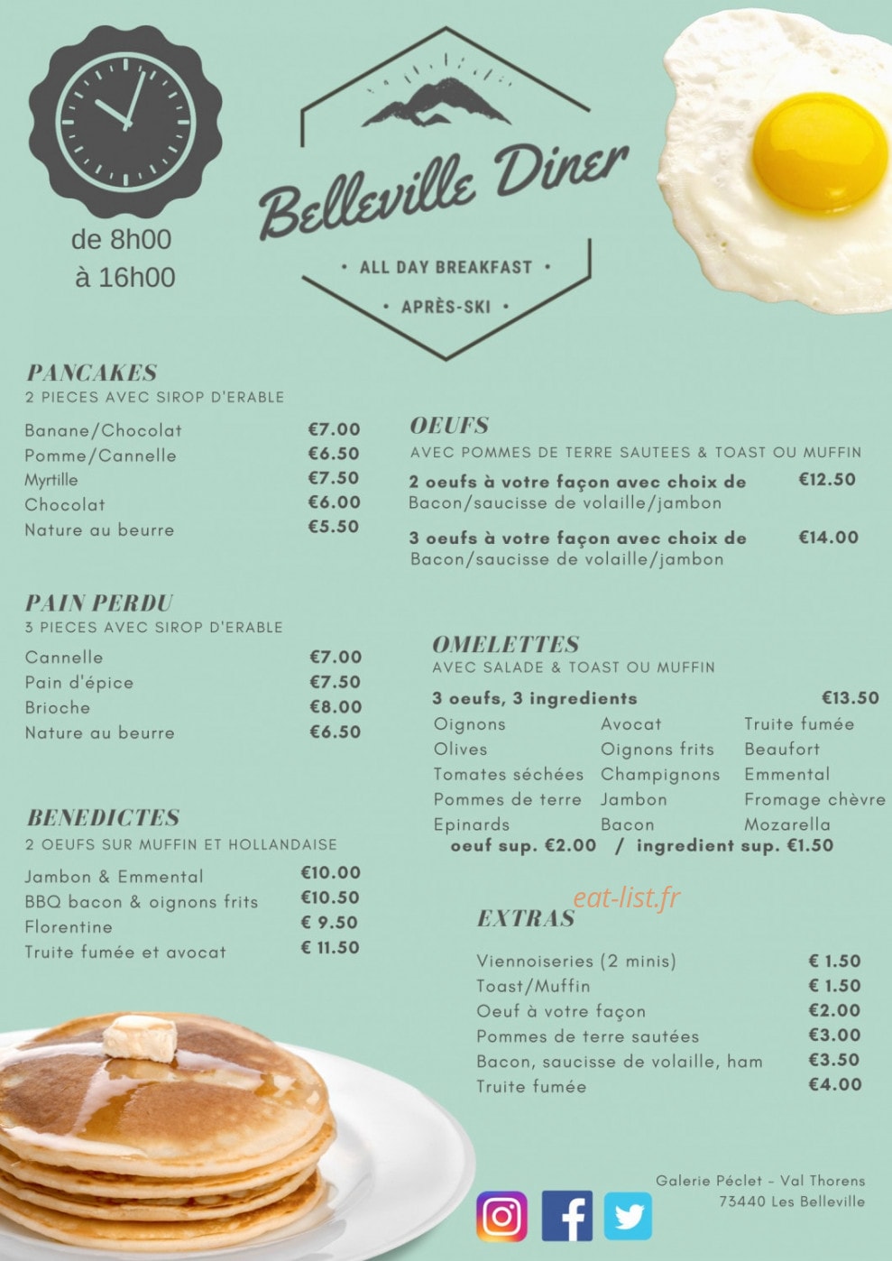 Belleville Diner — carte page 1