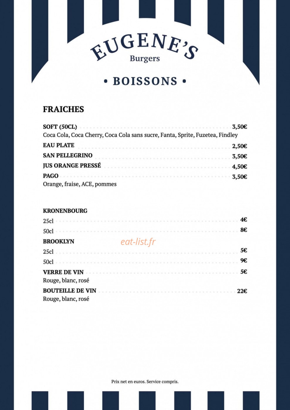 Eugene's Burgers — carte page 3