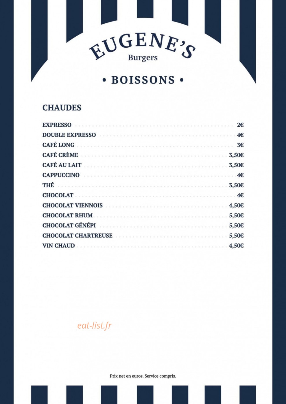 Eugene's Burgers — carte page 4