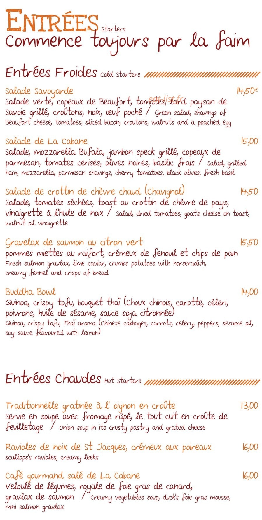 La Cabane — carte page 2
