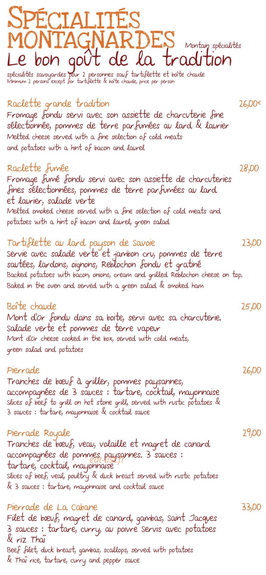 La Cabane — carte page 3