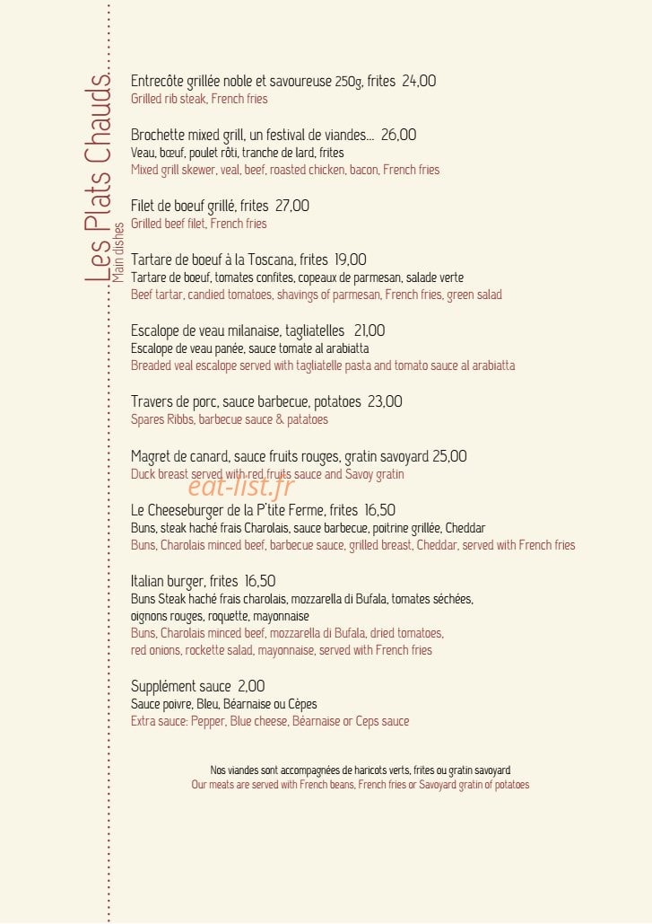 La P’tite Ferme — carte page 2