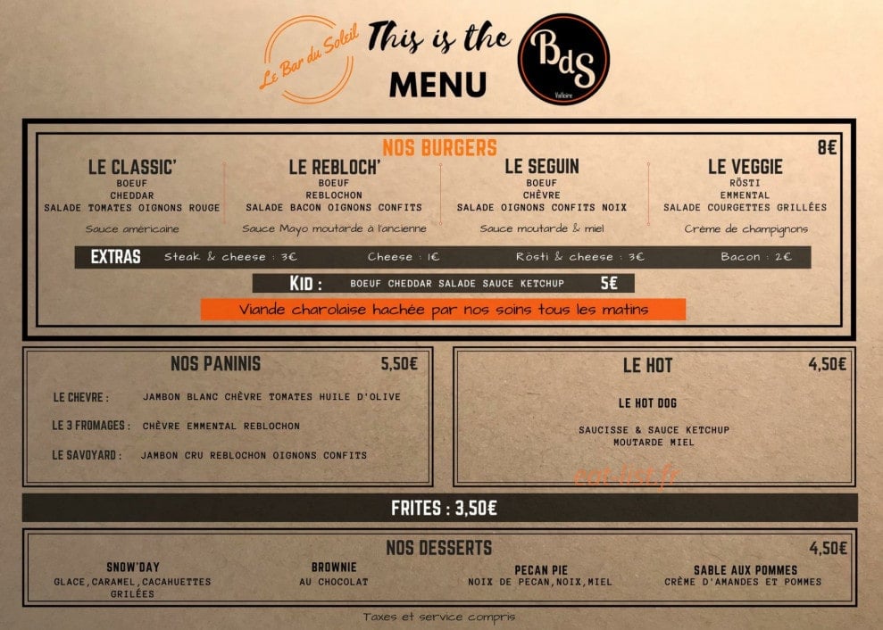 Bar du Soleil — carte page 1