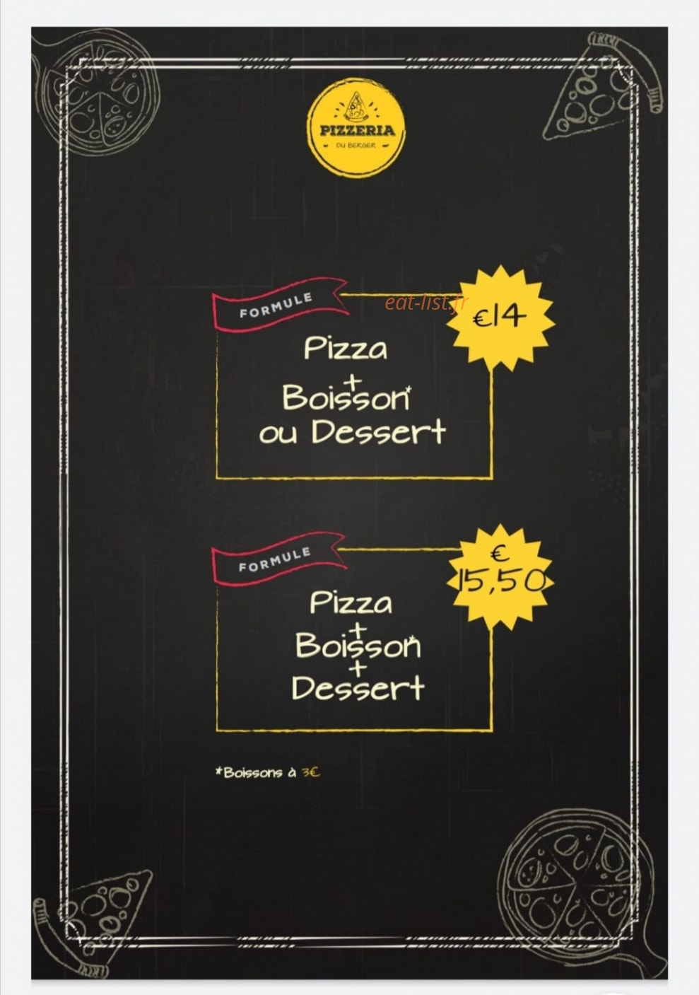 Pizzeria du Berger — carte page 2