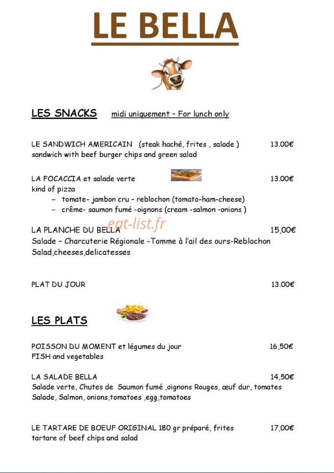 Le Bella — carte page 1